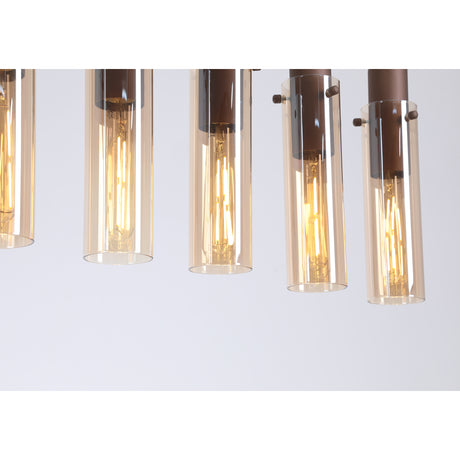 Searchlight Electric Sweden II 8Lt Bar Pendant - Mocha Metal & Amber Glass 88921-8MO