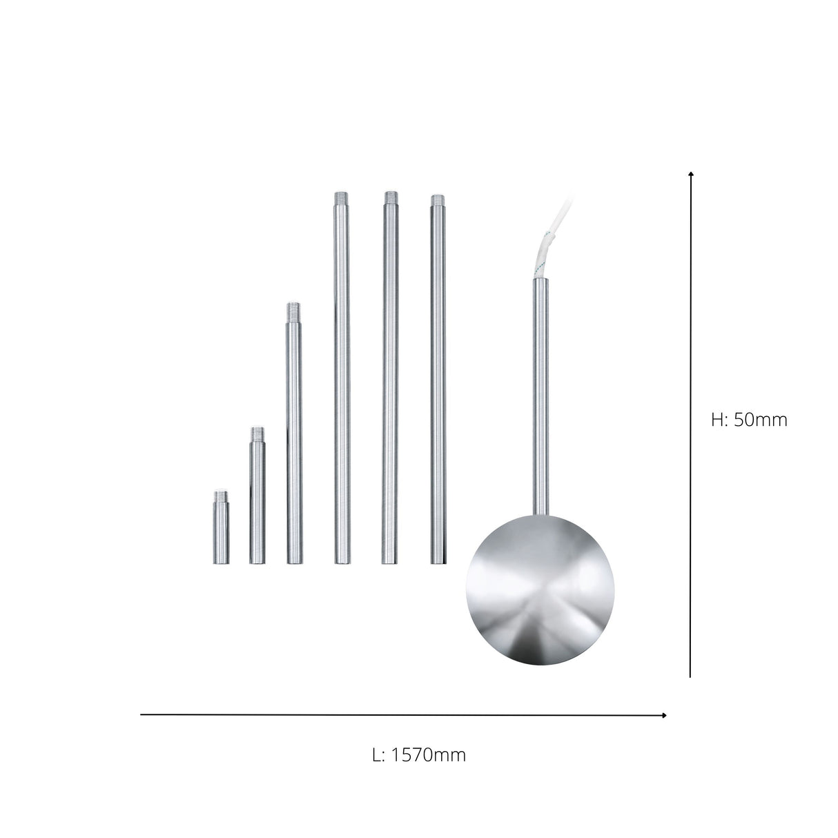 Eglo EU EXTENTION Suspension Accessory – Chrome Steel Extension Bar, 1570?mm, Indoor Lighting Accessory