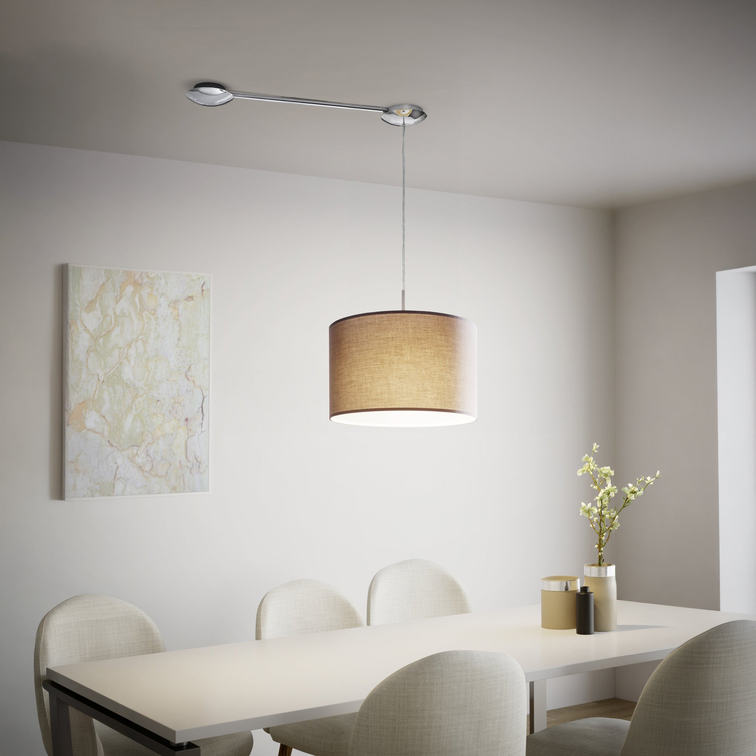 Eglo EU Basildon Single Pendant Light E27 Black Wood