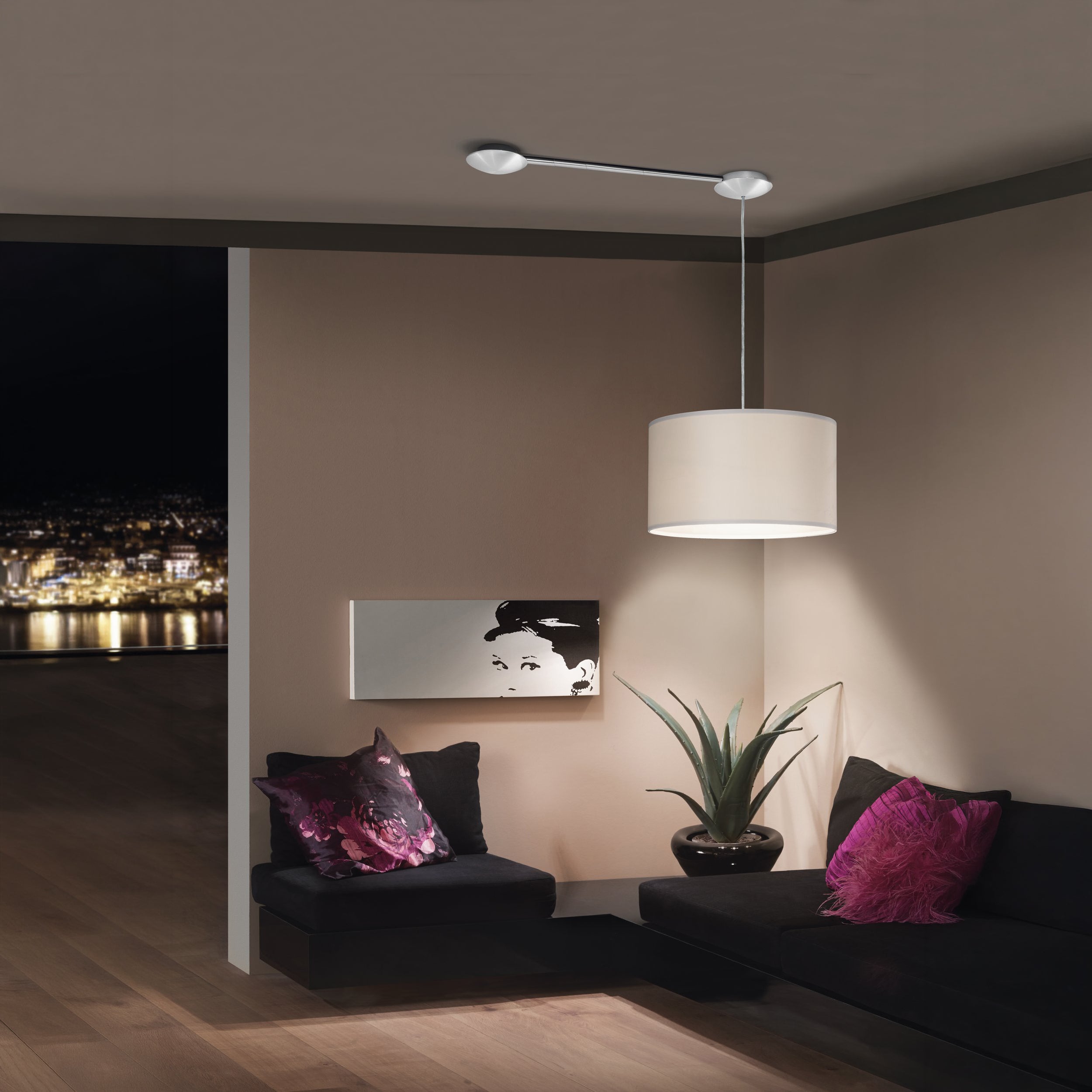 Eglo EU Fiorana Steel & Cappucino Fabric Minimalist Floor Lamp