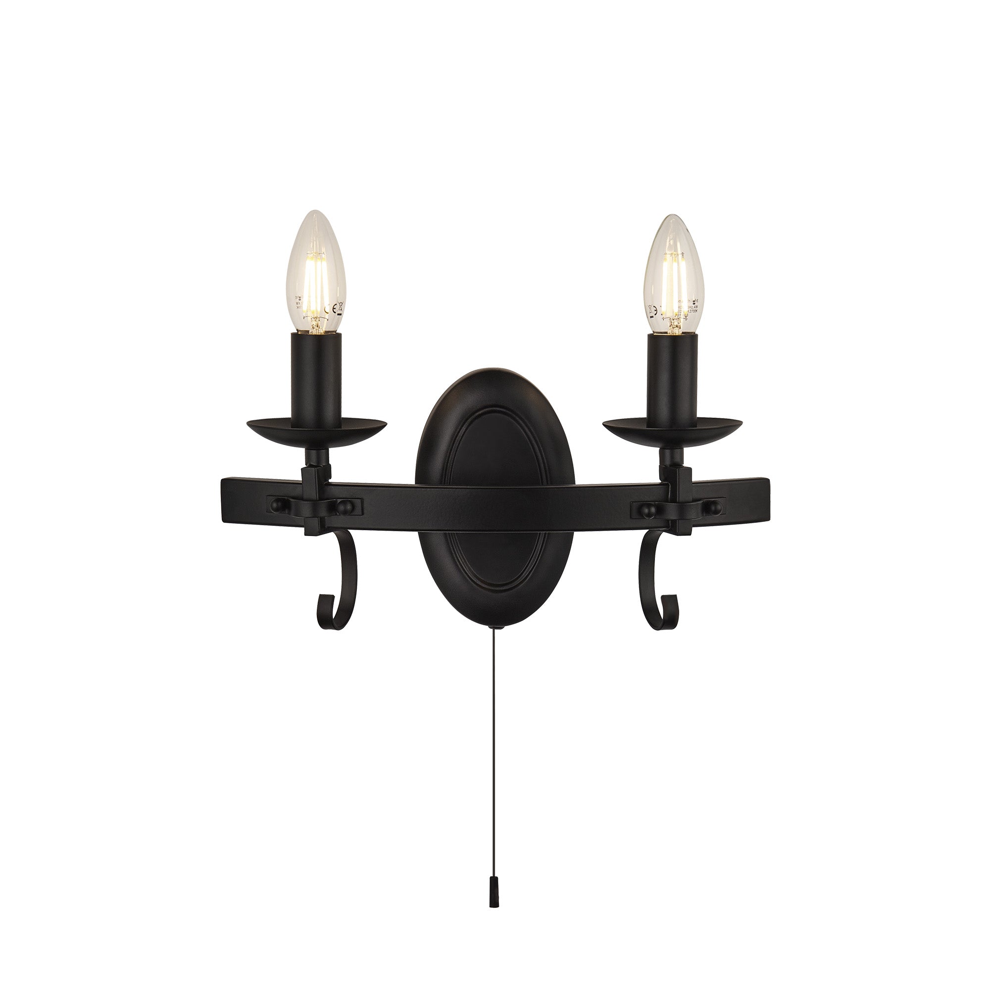 Cartwheel III 2Lt Wall Light  - Black Wrought Iron