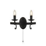 Cartwheel III 2Lt Wall Light  - Black Wrought Iron