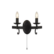 Cartwheel III 2Lt Wall Light  - Black Wrought Iron