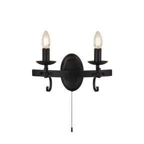 Cartwheel III 2Lt Wall Light  - Black Wrought Iron