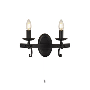 Cartwheel III 2Lt Wall Light  - Black Wrought Iron