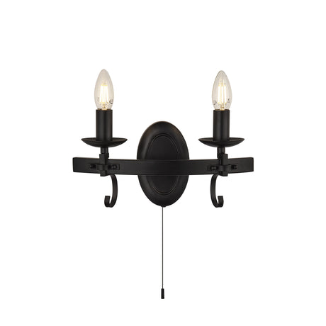 Cartwheel III 2Lt Wall Light  - Black Wrought Iron
