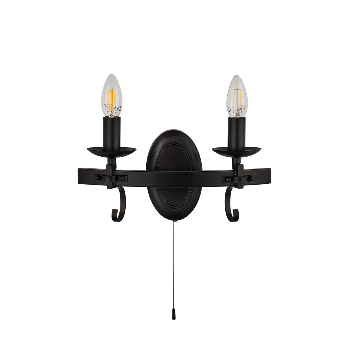 Searchlight Electric Cartwheel III 2Lt Wall Light  - Black Wrought Iron 8902-2BK