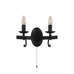 Searchlight Electric Cartwheel III 2Lt Wall Light  - Black Wrought Iron 8902-2BK