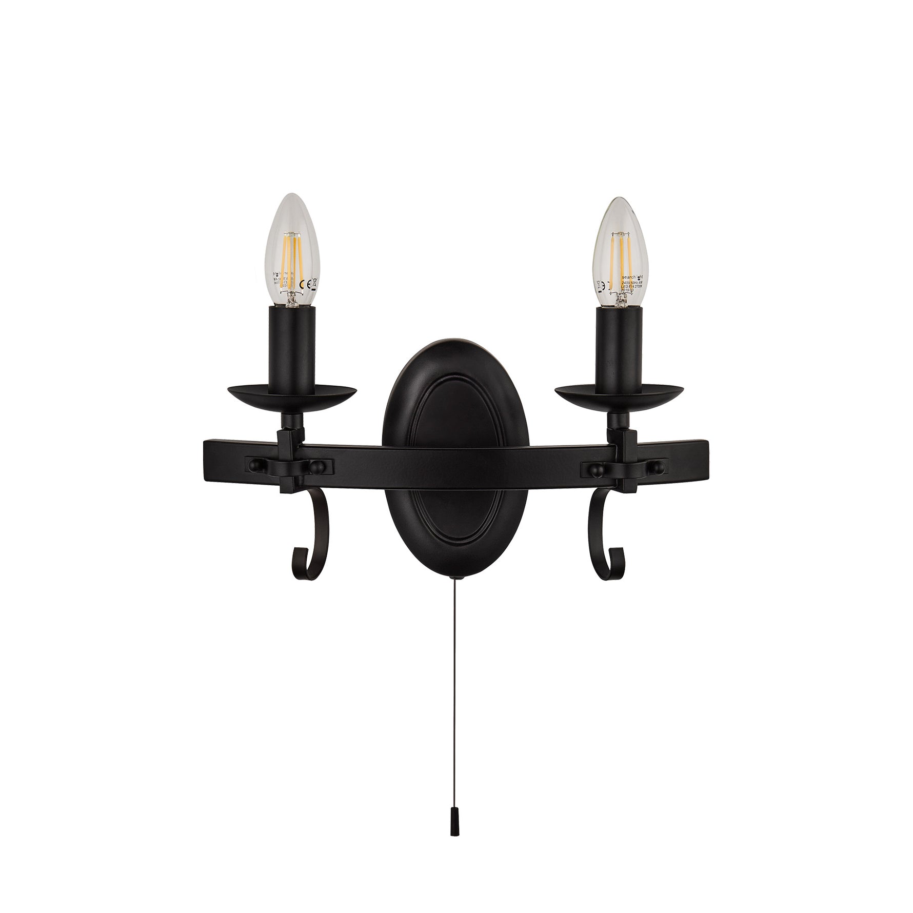 Searchlight Electric Cartwheel III 2Lt Wall Light  - Black Wrought Iron 8902-2BK