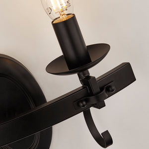 Searchlight Electric Cartwheel III 2Lt Wall Light  - Black Wrought Iron 8902-2BK