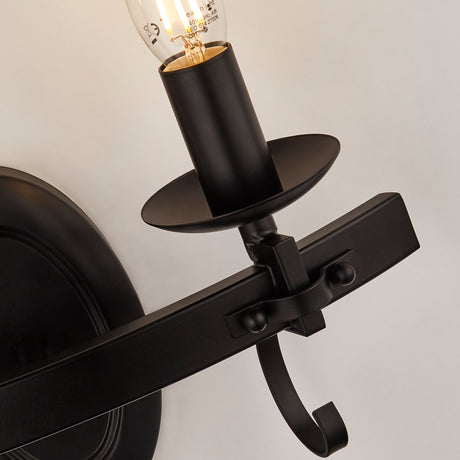 Searchlight Electric Cartwheel III 2Lt Wall Light  - Black Wrought Iron 8902-2BK