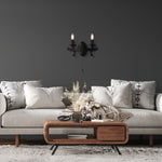 Searchlight Electric Cartwheel III 2Lt Wall Light  - Black Wrought Iron 8902-2BK