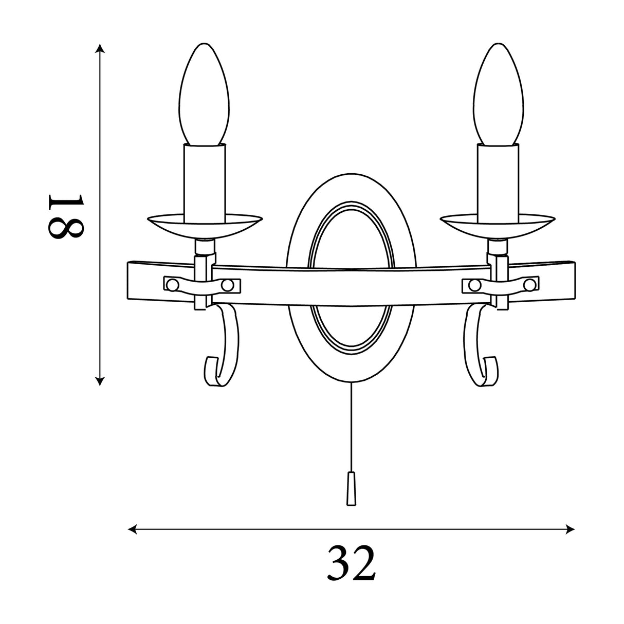 Searchlight Electric Cartwheel III 2Lt Wall Light  - Black Wrought Iron 8902-2BK
