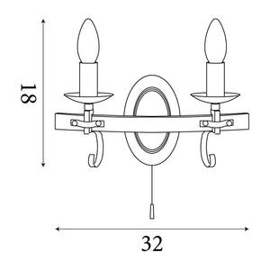 Searchlight Electric Cartwheel III 2Lt Wall Light  - Black Wrought Iron 8902-2BK