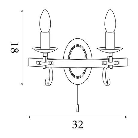 Searchlight Electric Cartwheel III 2Lt Wall Light  - Black Wrought Iron 8902-2BK