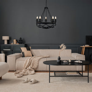Searchlight Electric Cartwheel III 5Lt Pendant - Black Wrought Iron 8905-5BK