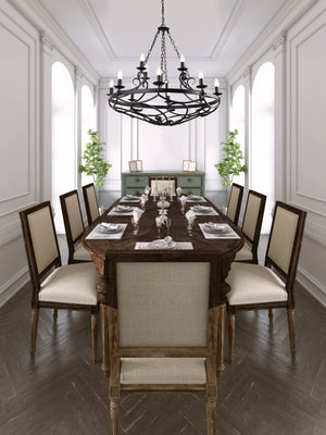 Searchlight Electric Cartwheel III 12Lt Pendant - Black Wrought Iron 8912-12BK