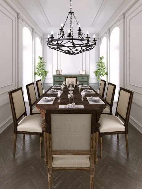 Searchlight Electric Cartwheel III 12Lt Pendant - Black Wrought Iron 8912-12BK