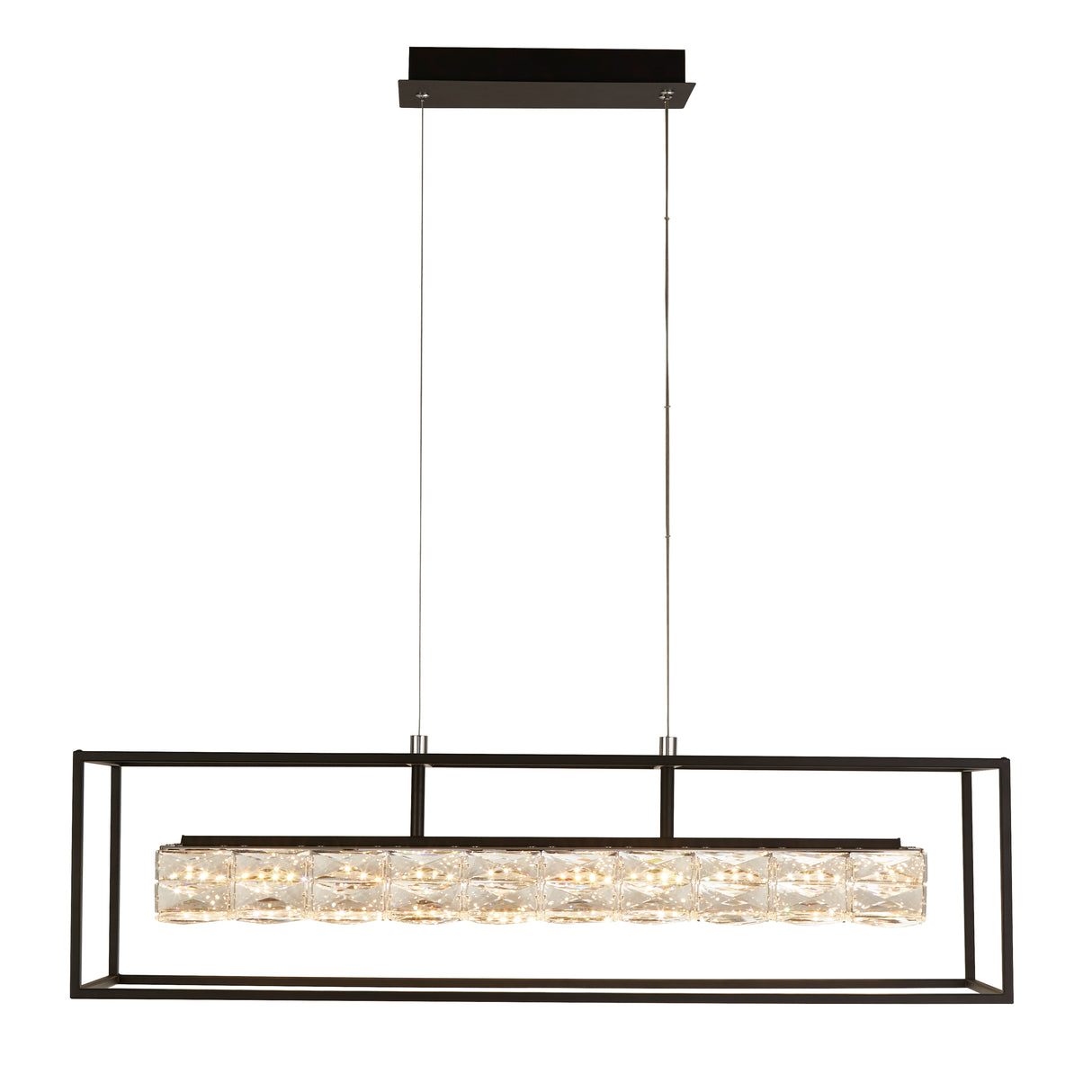 Elevator LED Pendant -  Matt Black Frame & Crystal Centre