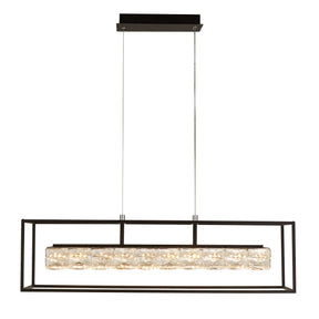 Elevator LED Pendant -  Matt Black Frame & Crystal Centre