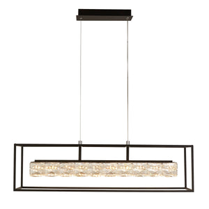 Elevator LED Pendant -  Matt Black Frame & Crystal Centre