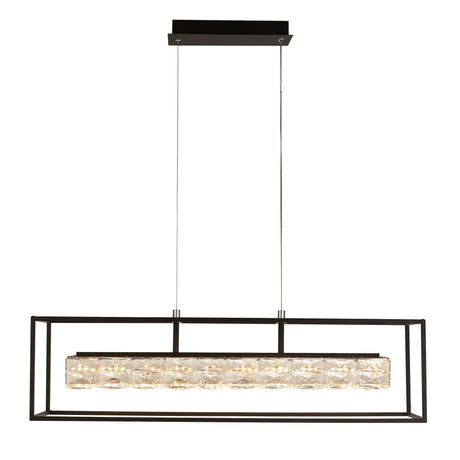 Elevator LED Pendant -  Matt Black Frame & Crystal Centre