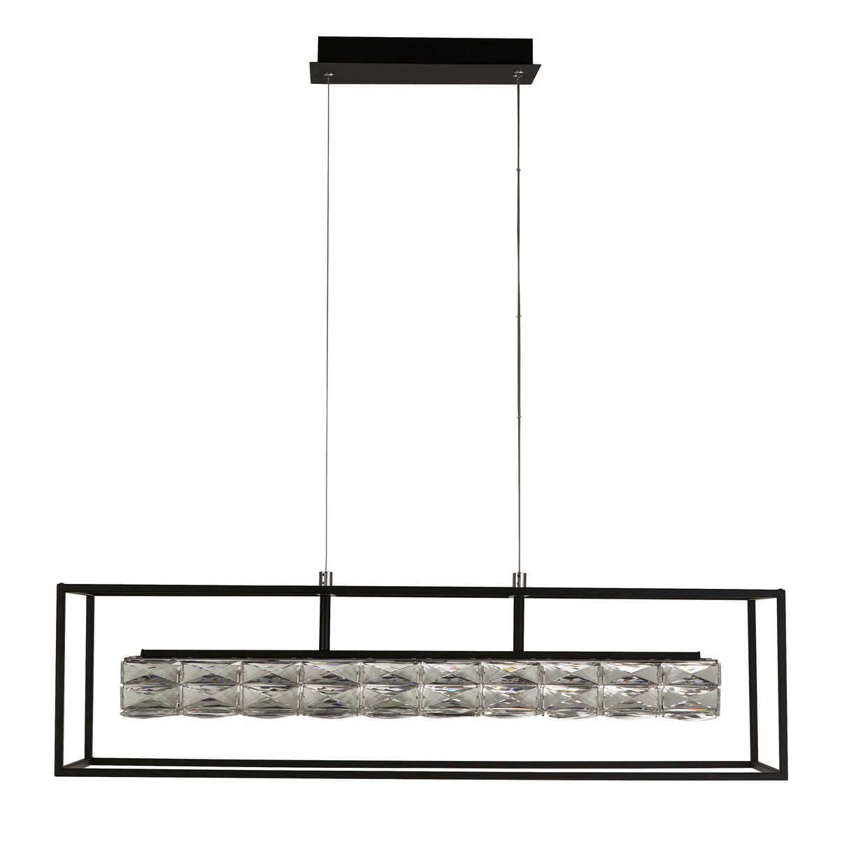 Searchlight Electric Elevator LED Pendant -  Matt Black Frame & Crystal Centre 89562BK