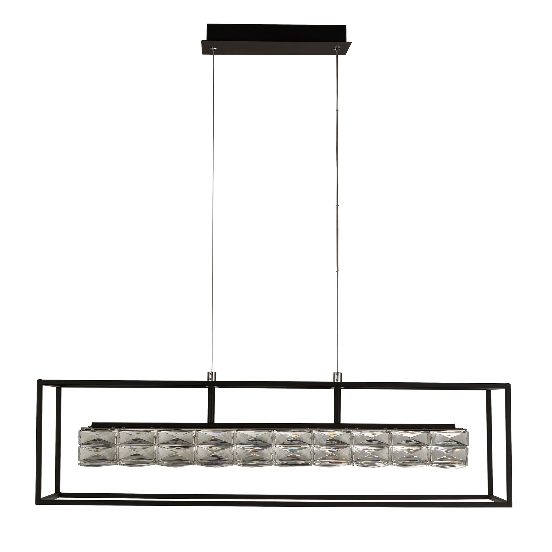 Searchlight Electric Elevator LED Pendant -  Matt Black Frame & Crystal Centre 89562BK
