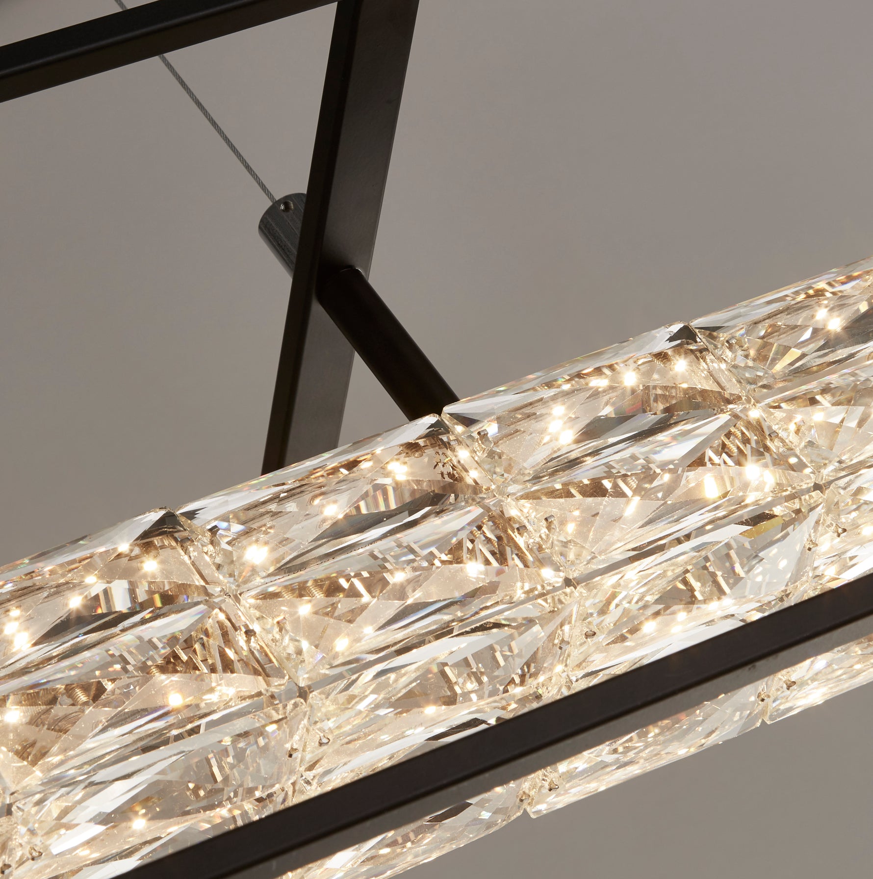 Searchlight Electric Elevator LED Pendant -  Matt Black Frame & Crystal Centre 89562BK