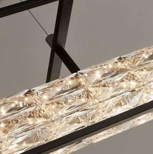 Searchlight Electric Elevator LED Pendant -  Matt Black Frame & Crystal Centre 89562BK