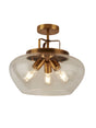 Boule 3Lt Semi Flush - Bronze & Clear Glass
