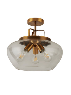 Searchlight Electric Boule 3Lt Semi Flush - Bronze & Clear Glass 8973-3BZ