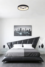 Searchlight Electric Polka LED Flush Ceiling Light, Matt Black 89735-38BK