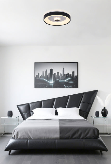 Searchlight Electric Polka LED Flush Ceiling Light, Matt Black 89735-38BK
