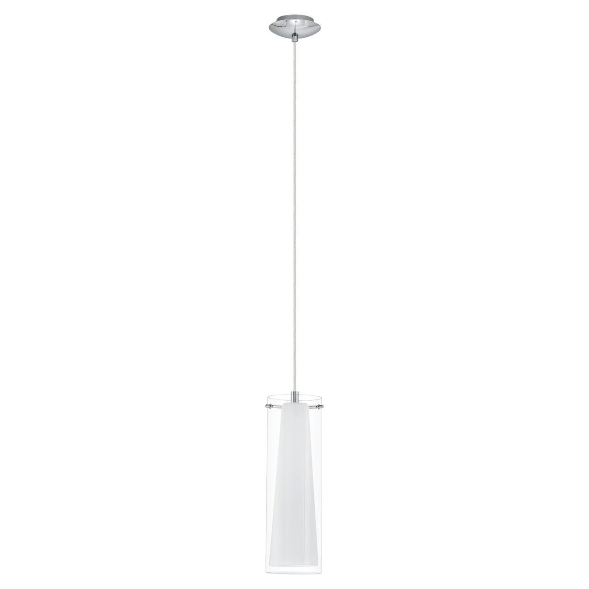 Eglo EU Pinto Clear And White Glass 1 Light Ceiling Pendant, (D) 12cm