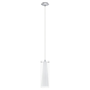 Eglo EU Pinto Clear And White Glass 1 Light Ceiling Pendant, (D) 12cm