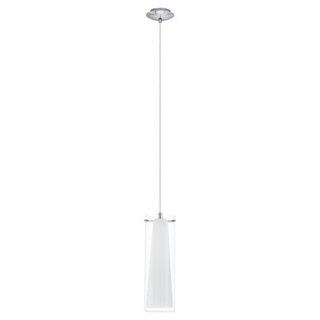 Eglo EU Pinto Clear And White Glass 1 Light Ceiling Pendant, (D) 12cm