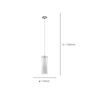 Eglo EU Pinto Clear And White Glass 1 Light Ceiling Pendant, (D) 12cm