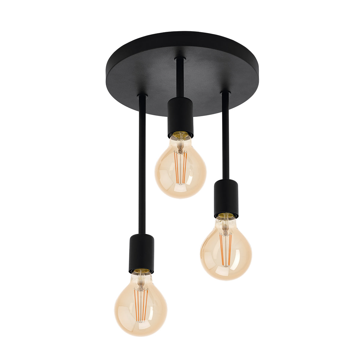 Eglo EU Wilmcote 3-Light Black Metal Ceiling Light - Contemporary Design (D) 28cm