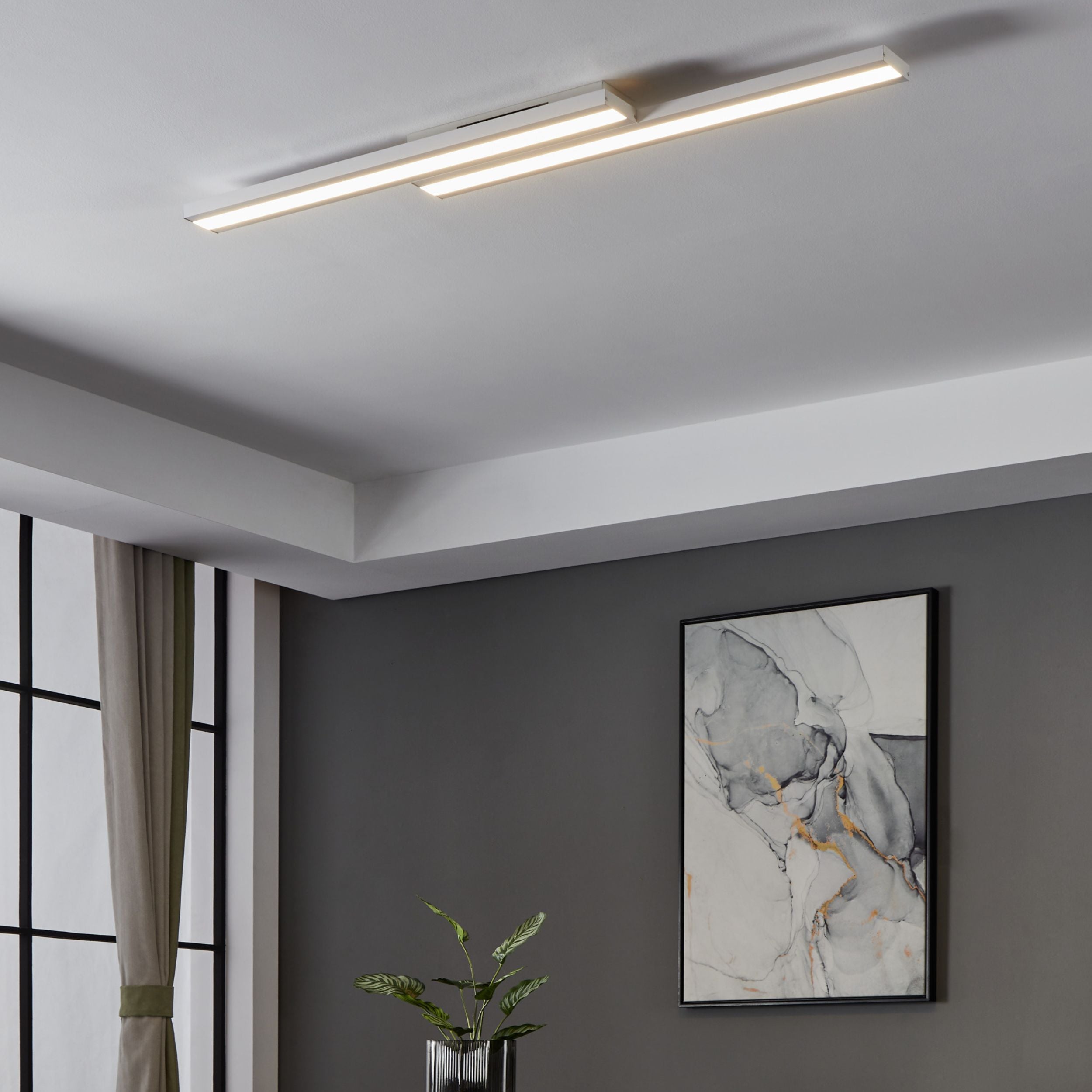 Eglo EU Saliteras-Z Smart Control LED Modern Black Steel Ceiling Light product image - Endon Lighting from First Light Direct with great prices and fast UK delivery