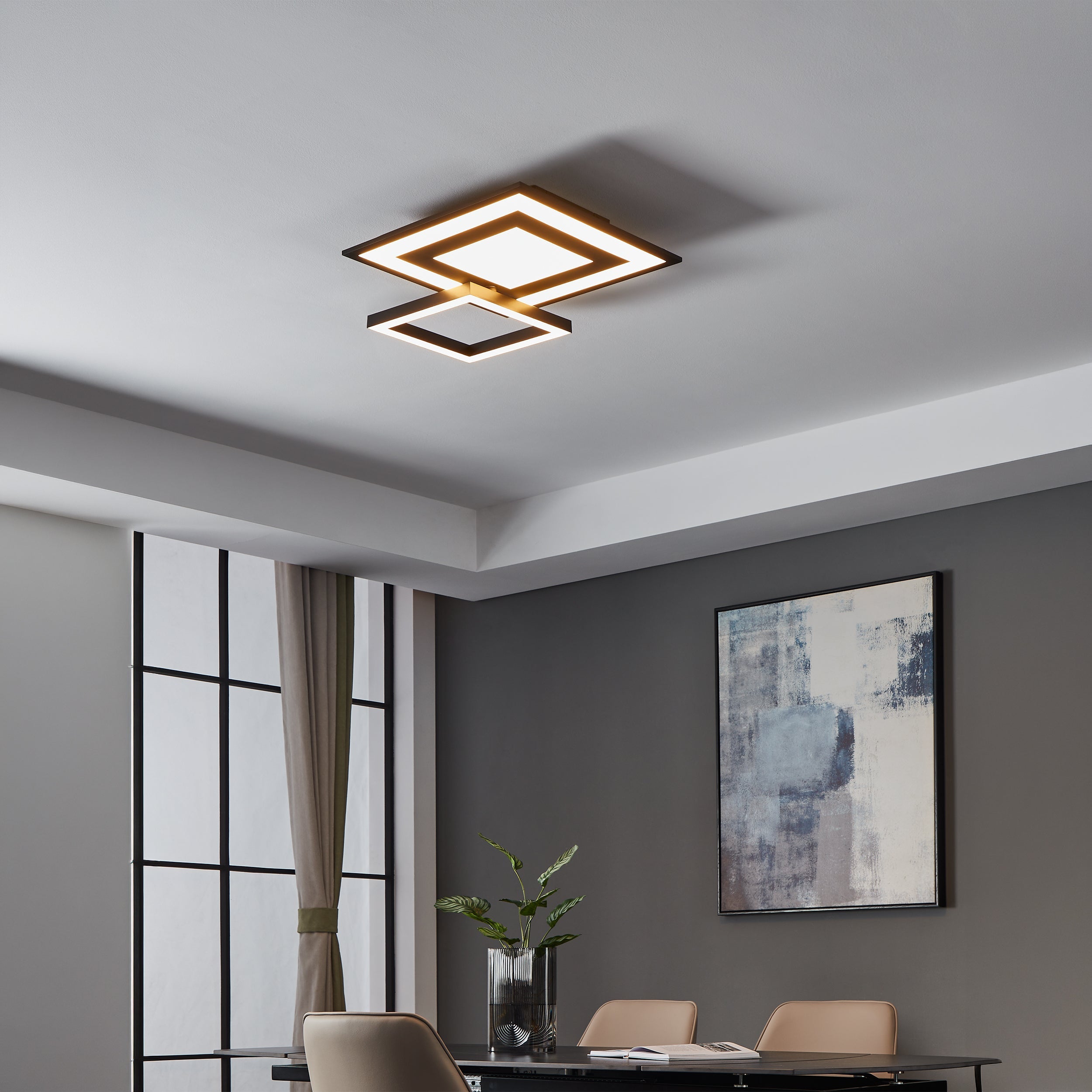 Eglo EU Turcona-Z Steel & Aluminum White LED Smart Control Ceiling Light product image - Endon Lighting from First Light Direct with great prices and fast UK delivery