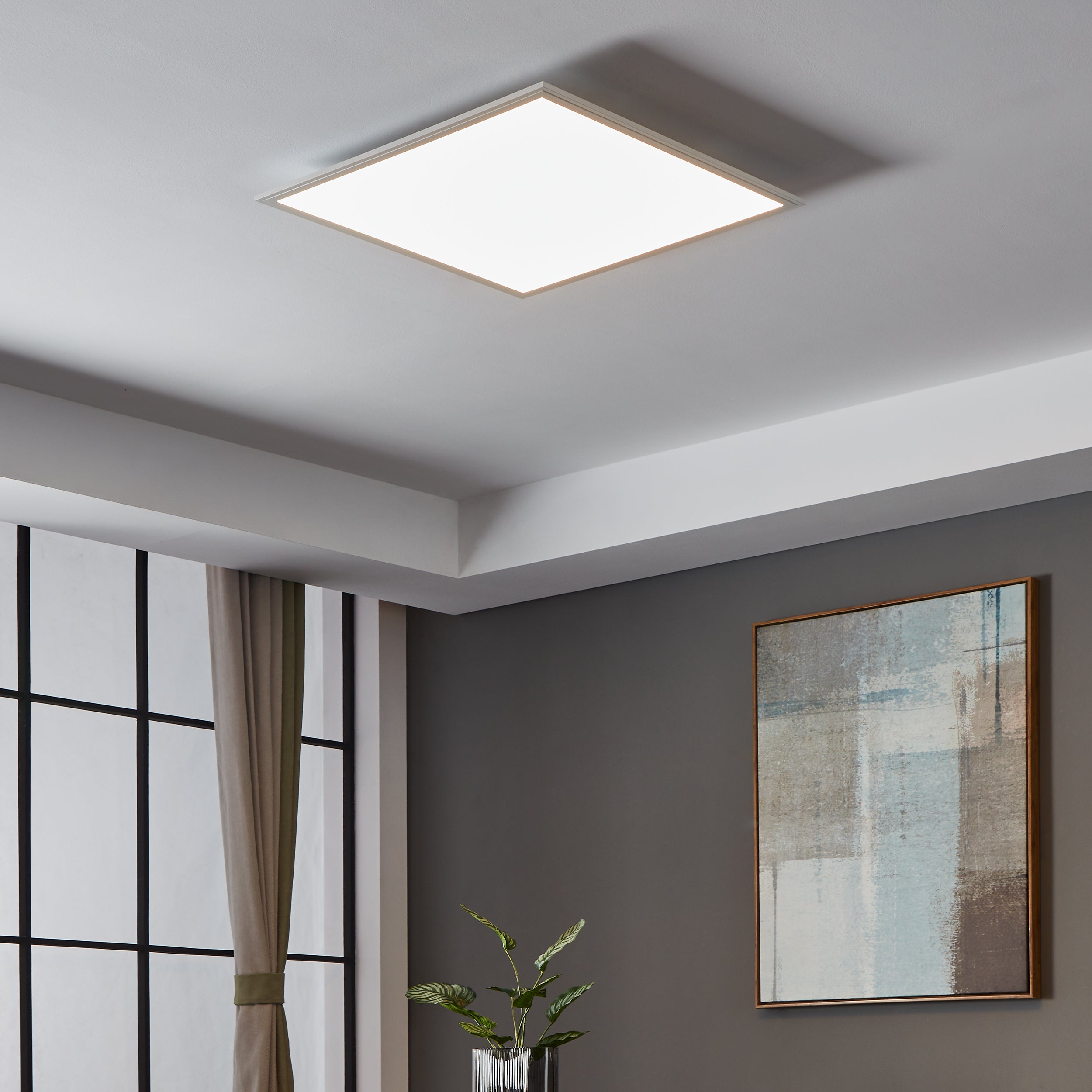 Eglo EU Turcona-Z Steel & Aluminum White LED Ceiling Light, Square product image - Endon Lighting from First Light Direct with great prices and fast UK delivery