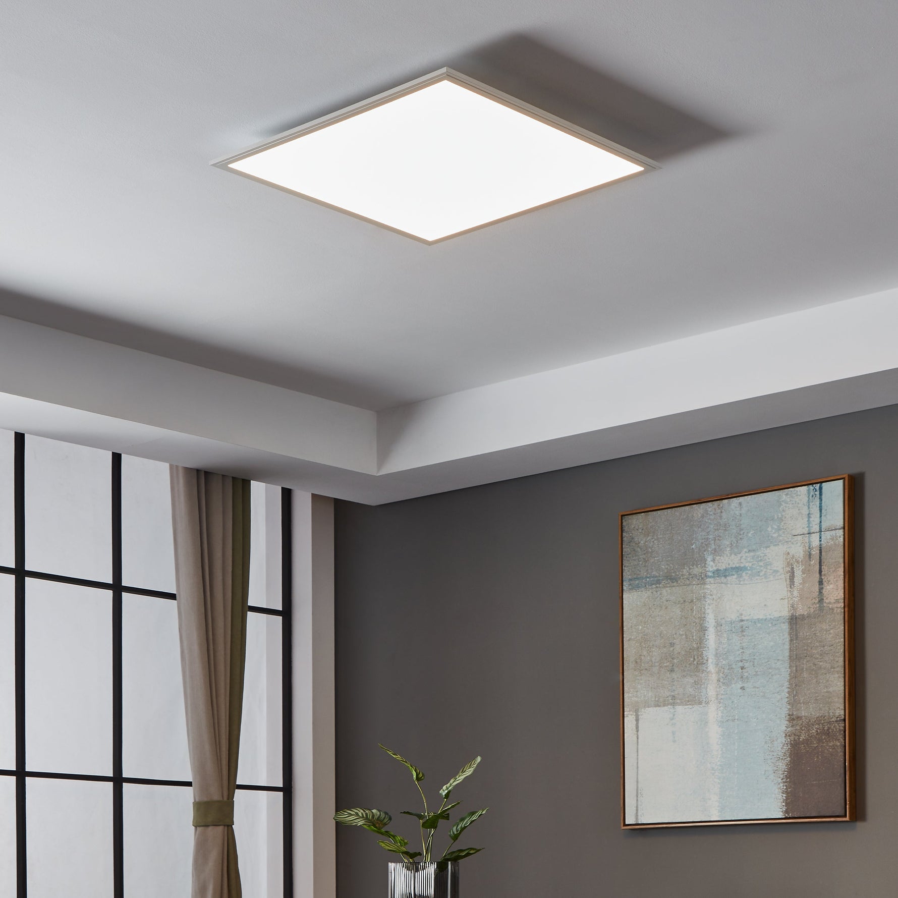 Eglo EU Turcona-Z Steel & Aluminum White LED Ceiling Light, Square product image - Endon Lighting from First Light Direct with great prices and fast UK delivery