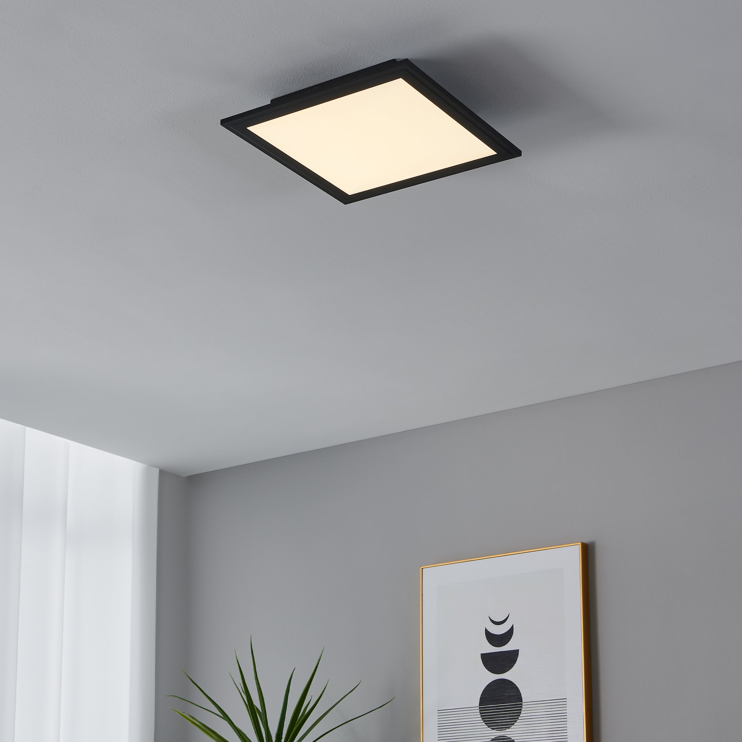 Eglo EU Salobrena-Z Black Aluminium LED Smart Control Ceiling Light, 120cm product image - Endon Lighting from First Light Direct with great prices and fast UK delivery