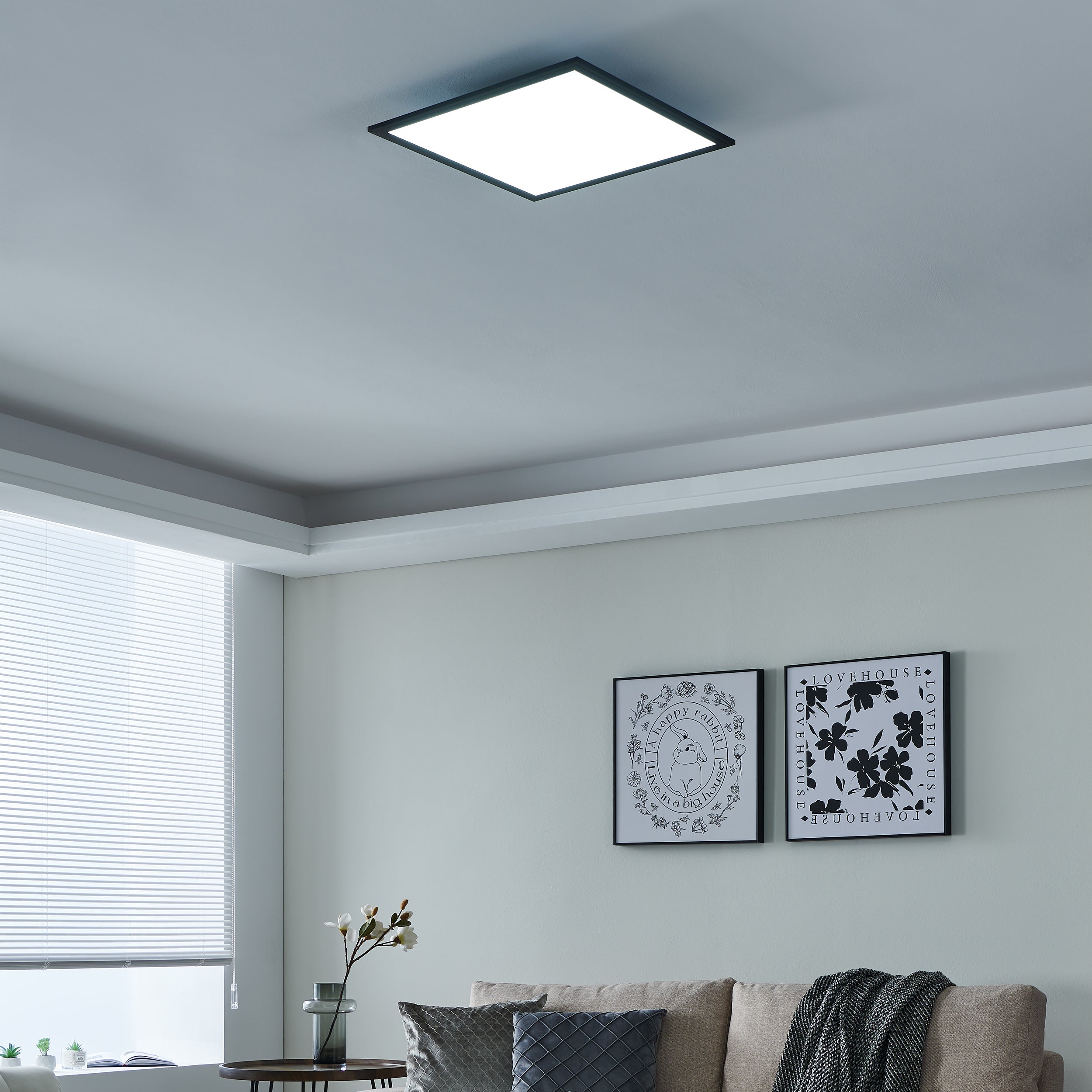 Eglo EU Turcona-Z Steel & Aluminium White LED Ceiling Light, Square 45cm product image - Endon Lighting from First Light Direct with great prices and fast UK delivery