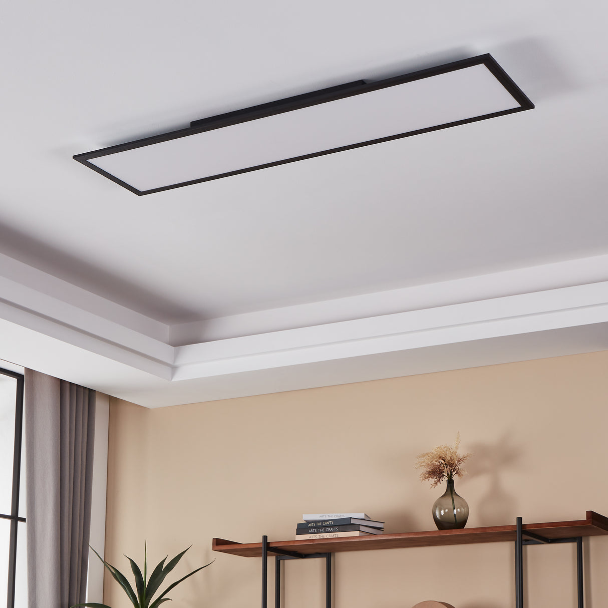 Eglo EU Salobrena-Z Black Aluminium LED Smart Control Ceiling Light, 120cm