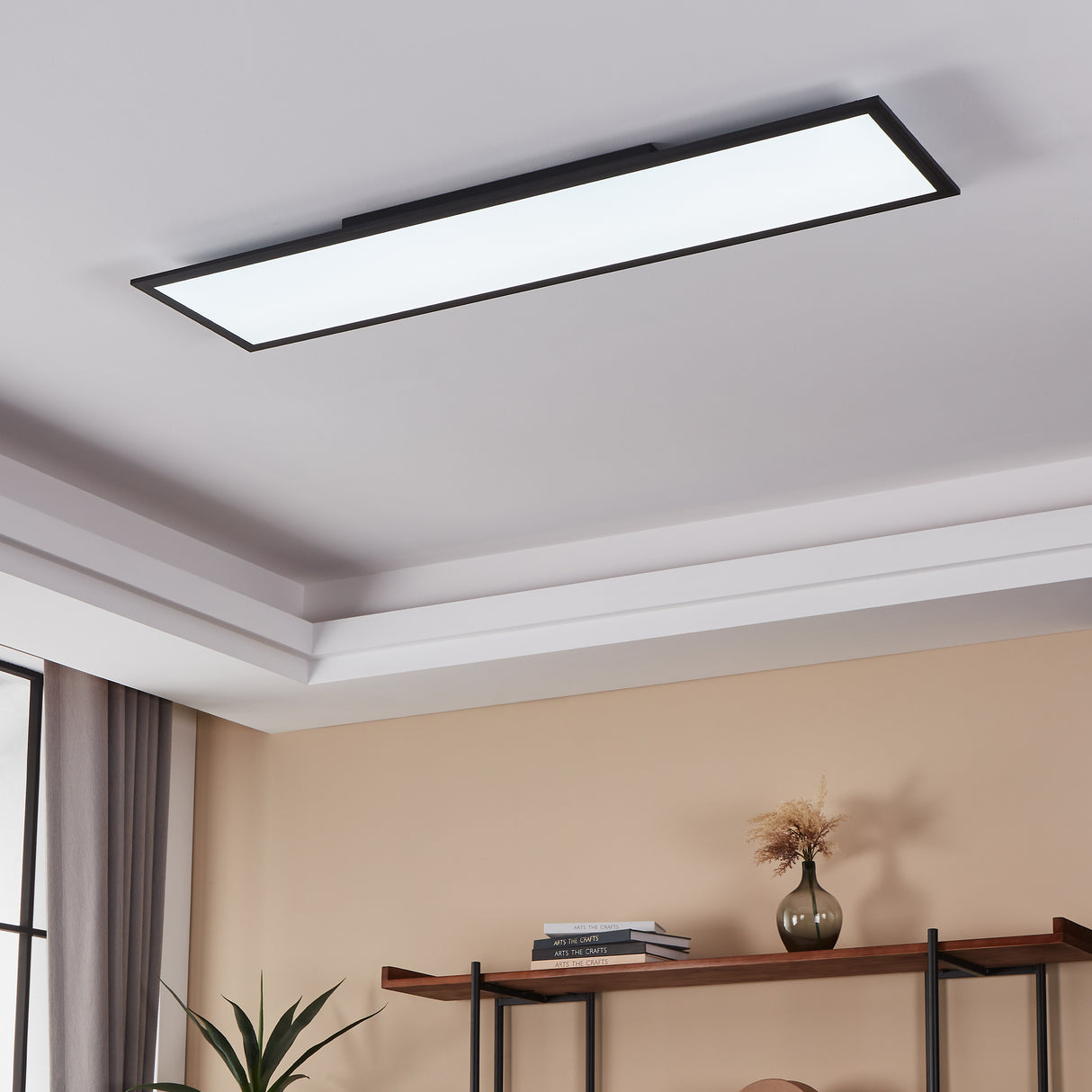 Eglo EU Salobrena-Z Black Aluminium LED Smart Control Ceiling Light, 120cm
