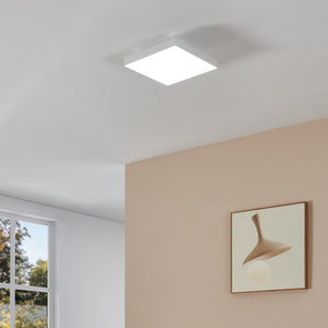 Eglo EU Turcona-Z Steel & Aluminium White LED Ceiling Light, Square, 30cm