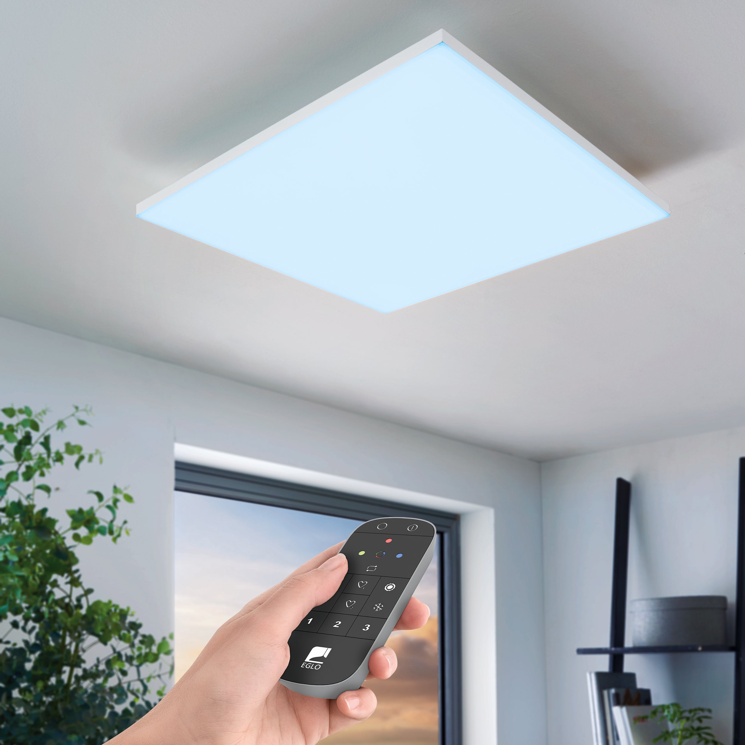 Eglo EU MARGHERA?Z Smart LED Pendant Light – 600mm Black, RGB + Tuneable White, App & Remote Control