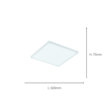 Eglo EU Turcona-Z Steel & Aluminum White LED Ceiling Light, Square